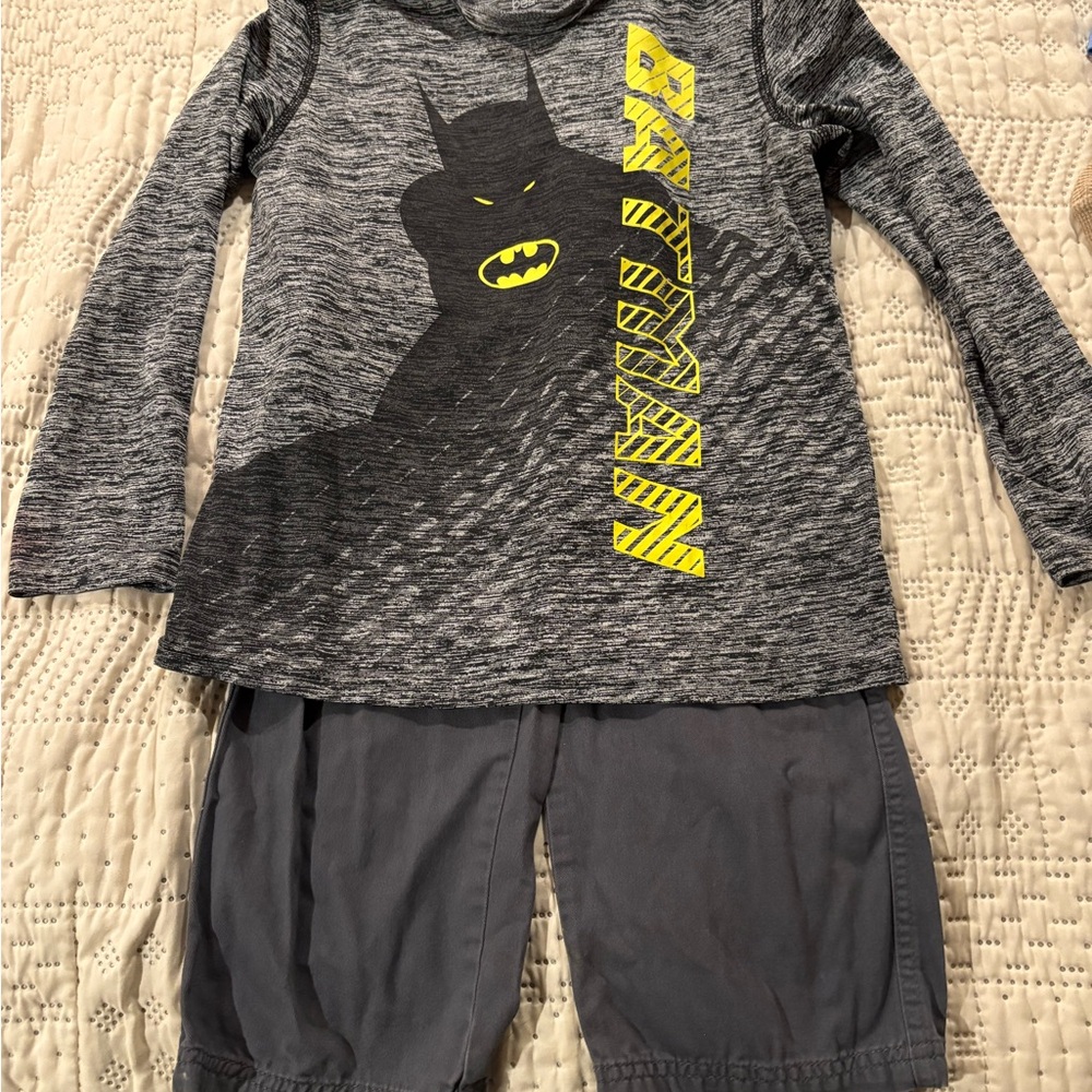 Batman long sleeve dry tech shirt with Place Dark Gray Elastic Cargo Pants